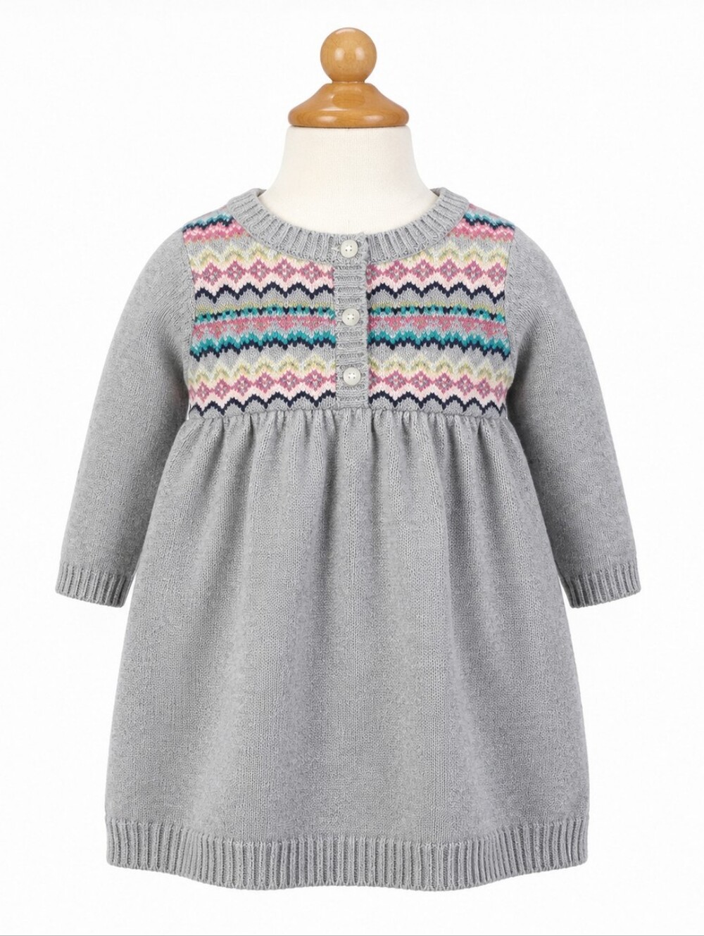 Carter’s | Baby Girl Fair Isle Sweater Dress Outfit Set w/ Hat, Booties & Socks - Picture 2 of 15